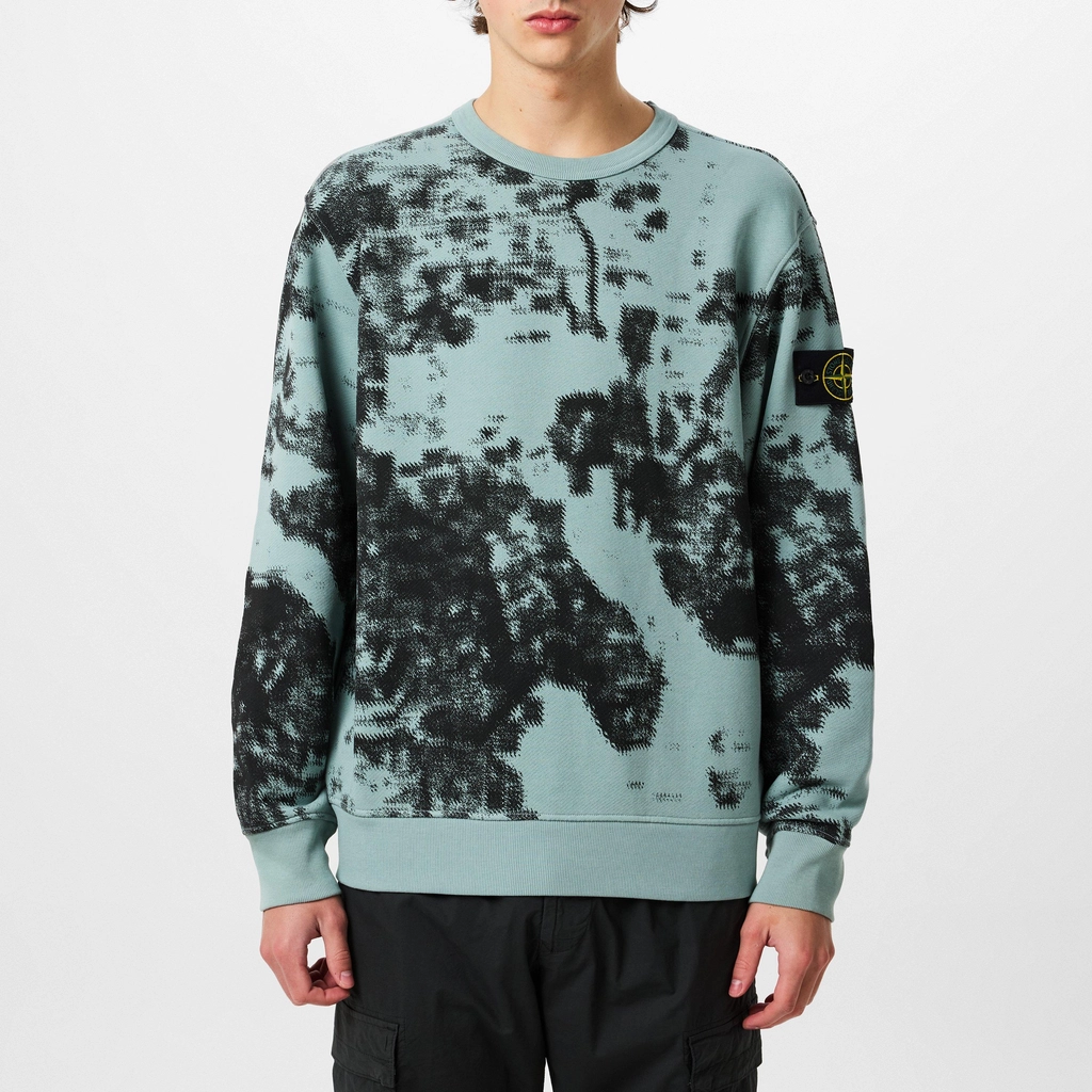 Stone Island Camouflage Crewneck Sweatshirt - Grig Verd V0066